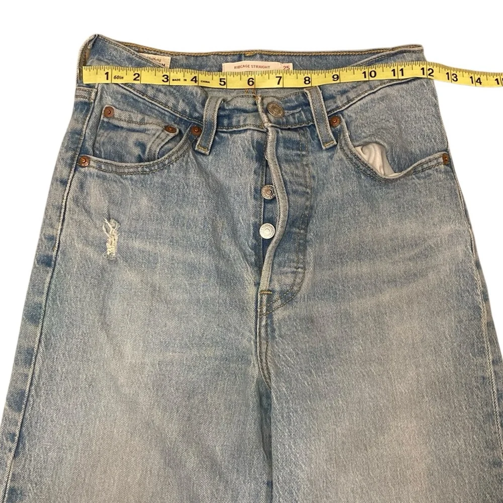 Levi’s Ribcage Straight Light Wash Denim Jeans, Button Fly, Women’s Size 25 - Picture 12 of 15